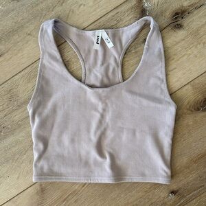 Worn Once! Pact Organic Cotton Ribbed Racerback Cropped Tank, Sz M, Stretchy